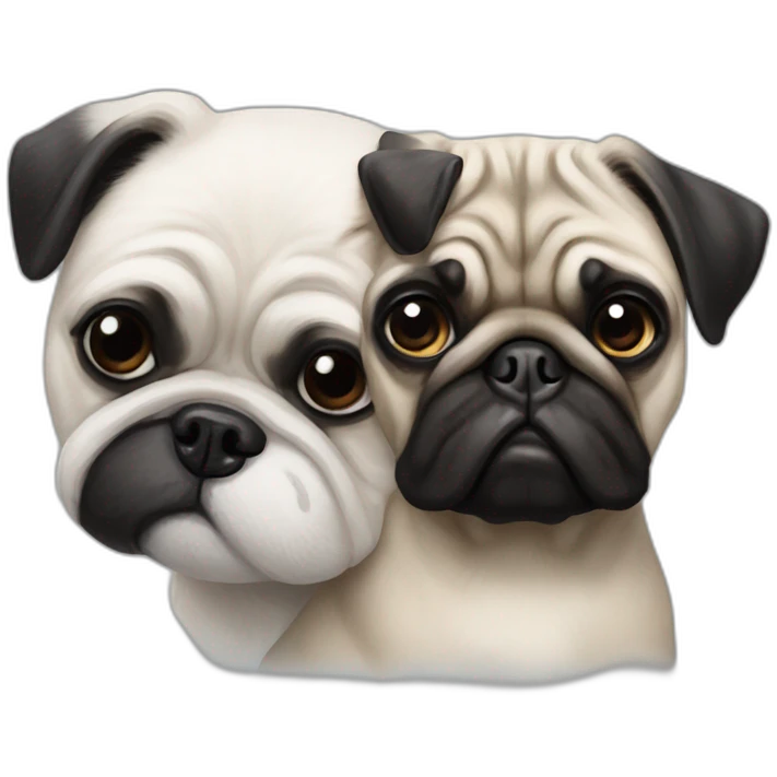 A black and white shitzu next to a pug emoji