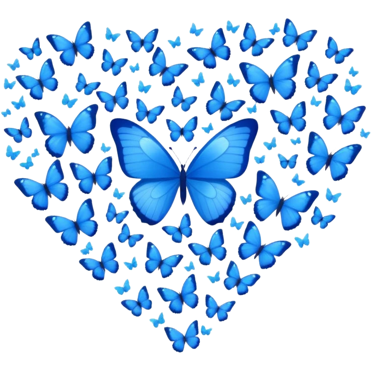 A heart full of blue butterflies  emoji