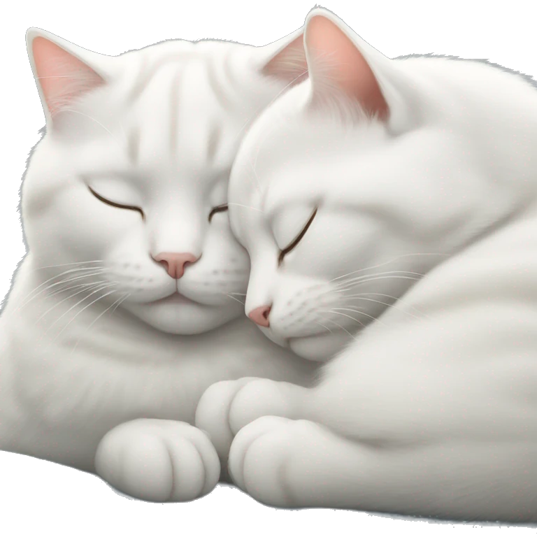 two white cats sleeping curled up next to each other emoji