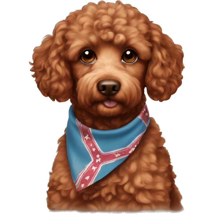 Red brown poodle mix dog with bandanna  emoji