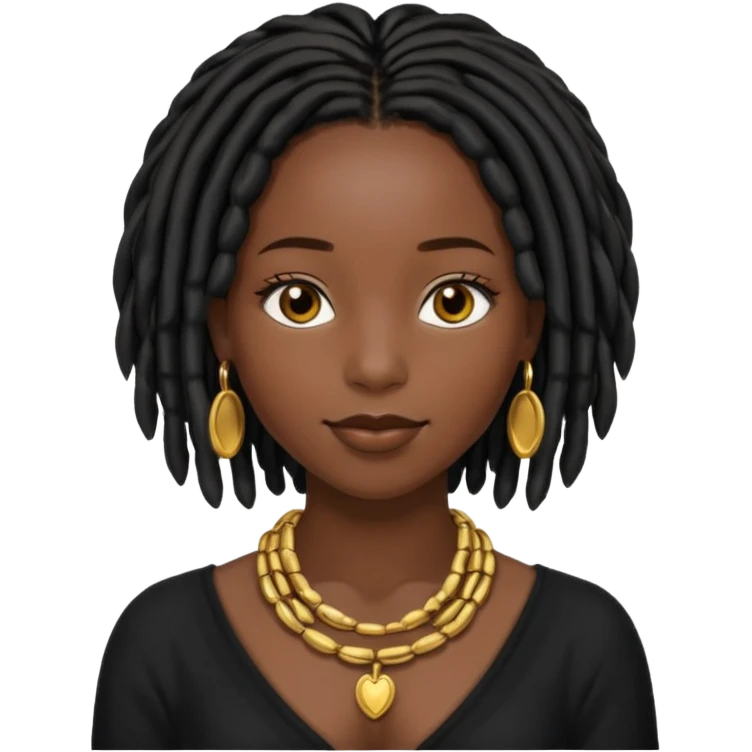 a pretty black girl with black pretty shoulder-length locs emoji