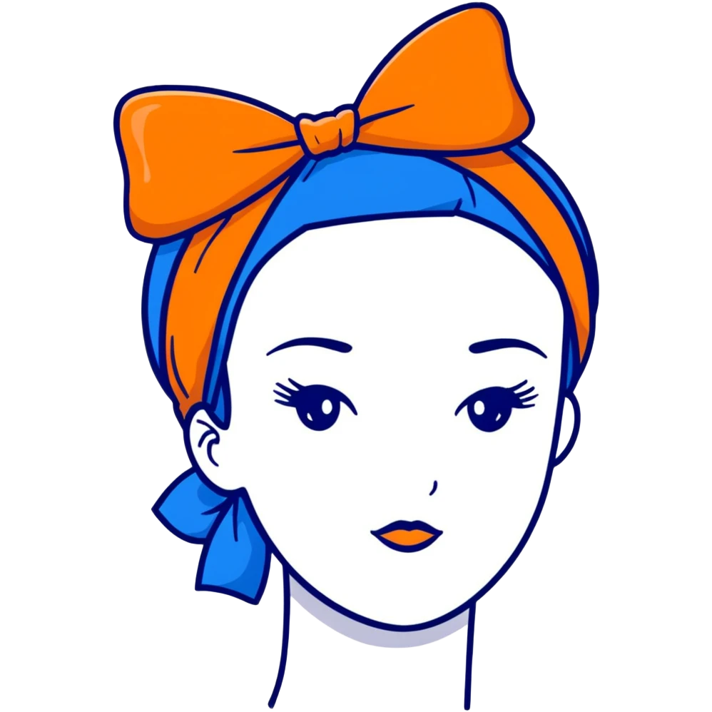 woman wearing a blue bow on her head emoji