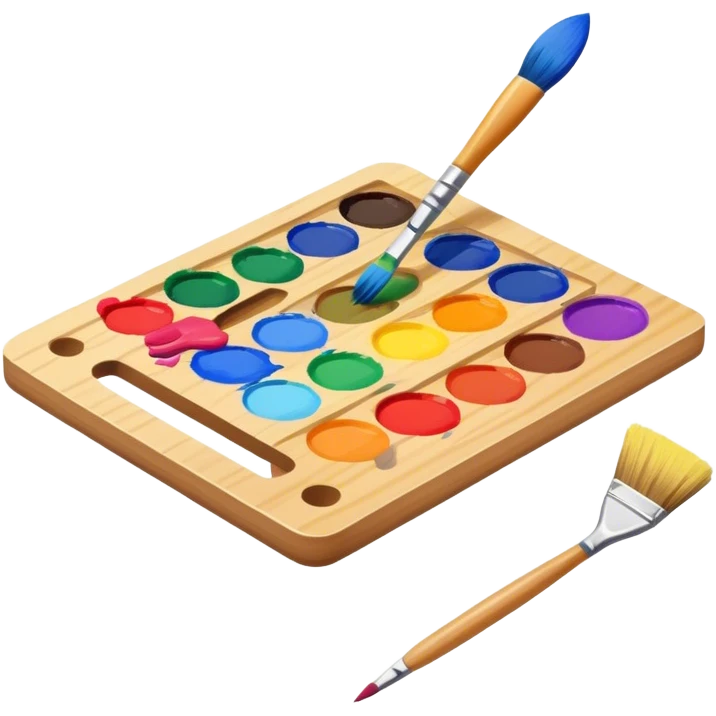 paint palette and brush, isometric view emoji