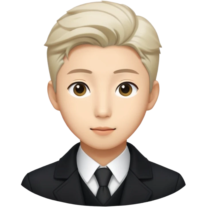 Kim namjoon  wearing black coat ,white shirt in formal way emoji