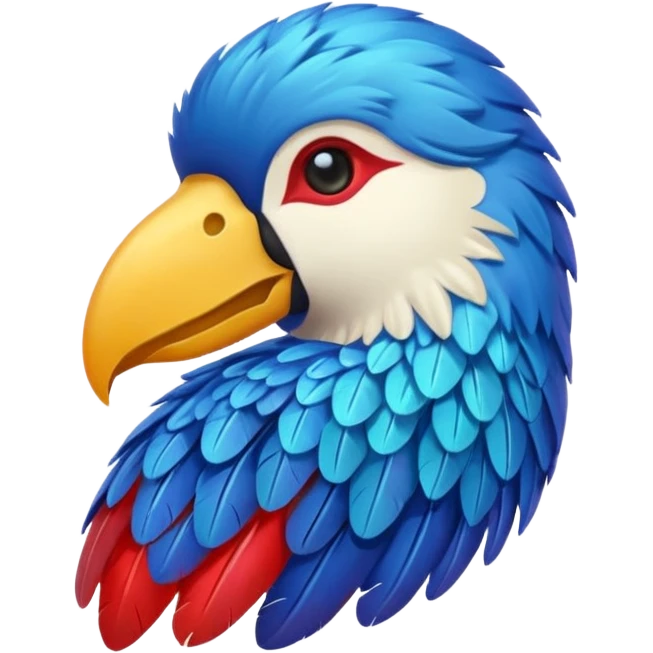 beija-flor como pluma azul e pé vermelho emoji