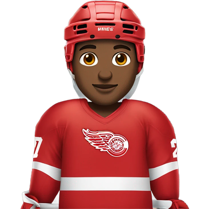 Detroit red wings hockey player, full figure with skates, with visor emoji