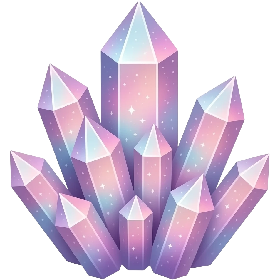 Pastel iridescent nebula crystal cluster pink and purple emoji