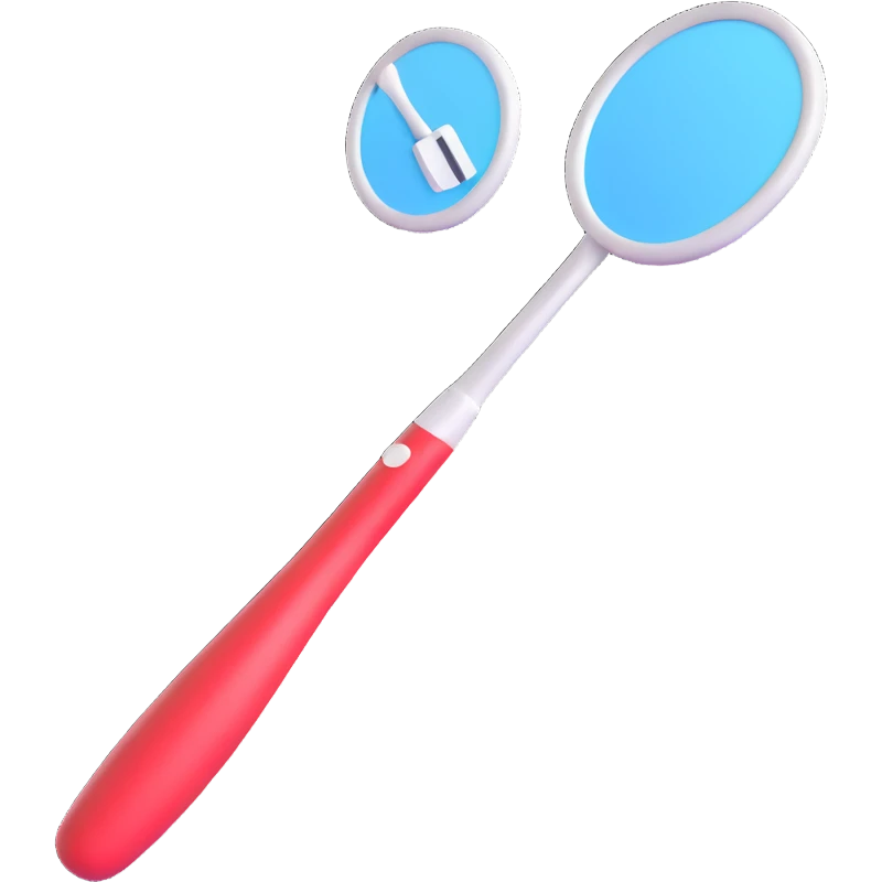 cartoon toothbrush and dental mirror crossed, orthodontics theme, playful and inviting emoji