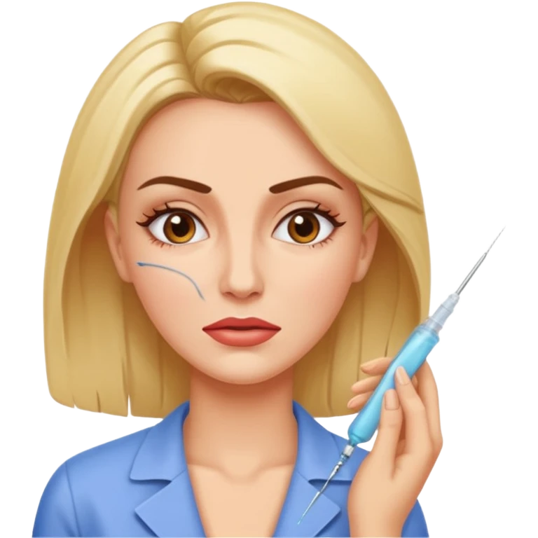 Woman taking a botox injection in the face emoji