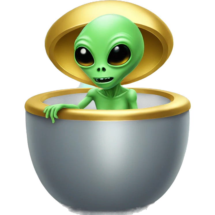 Alien in a ufo with a golden toilet emoji