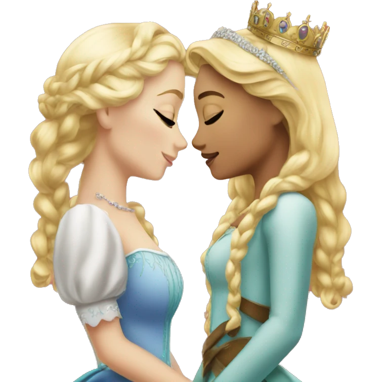 2 women princesses couple blonde kiss emoji