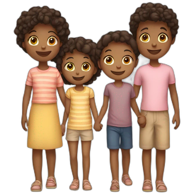 five children holding hands emoji