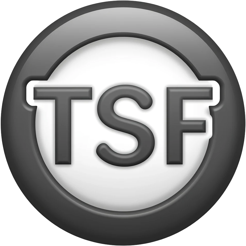 make a black and white logo with connected letters TSF emoji