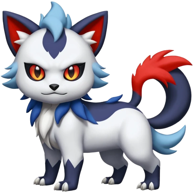 Delcatty-Skuntank-Litten-Absol-Sprigatito-fusion, full body emoji