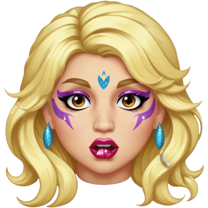 kesha with glitter making a snarling lip curl face emoji