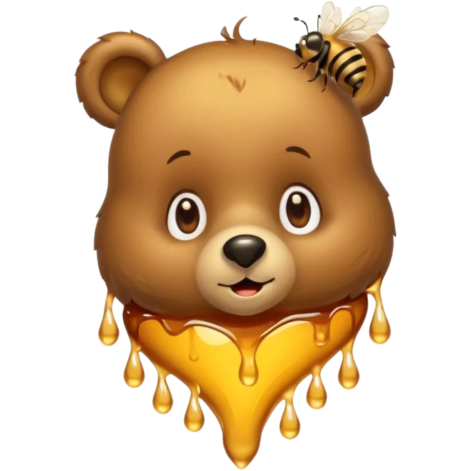 a cute bear with honey and bee and hearts emoji
