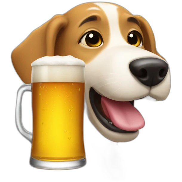 Dog drinks a beer emoji