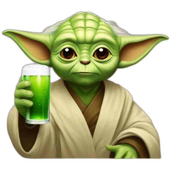 yoda drink a big beer emoji