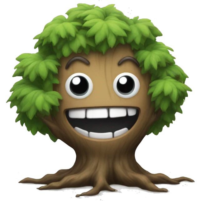 The scary tree is smiling terribly emoji