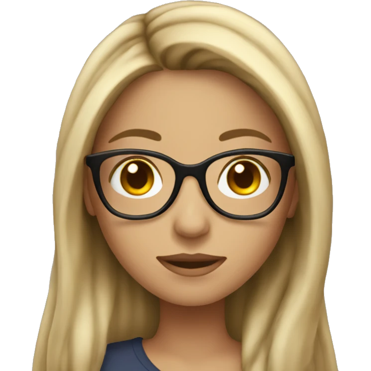 Emoji Brunette girl with blonde highlights wearing glasses and long hair emoji
