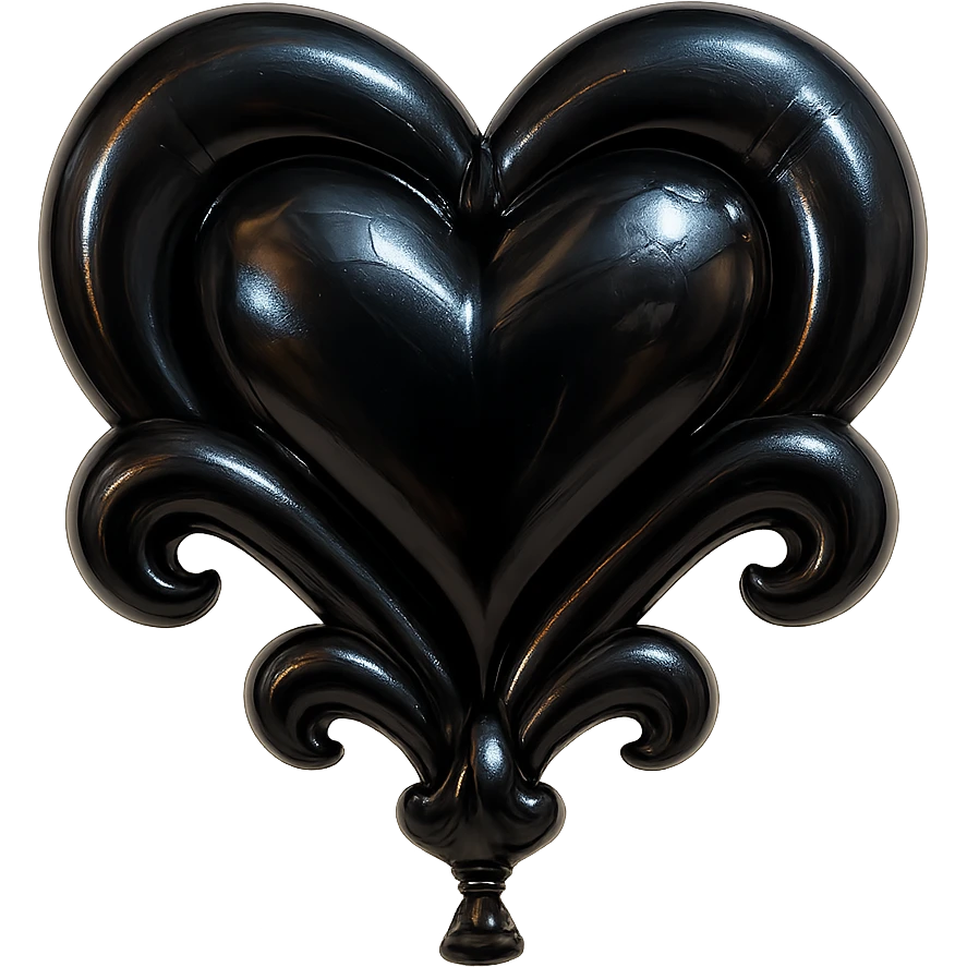 black gothic heart, ornate, dark, elegant emoji