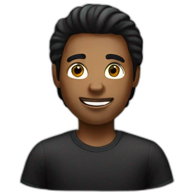 black-bobbed-hair man in a black T-shirt handing out money emoji