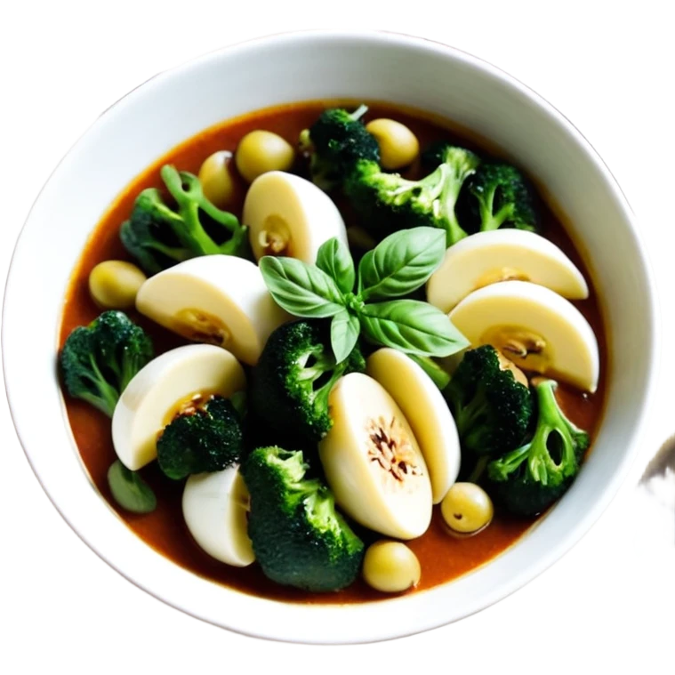 зеленый салат и орехи рядом emoji