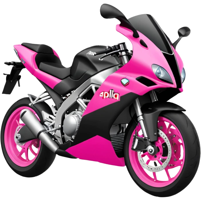 moto sportiva con scritta aprilia nera e solo avanti rosa fluorescente  emoji