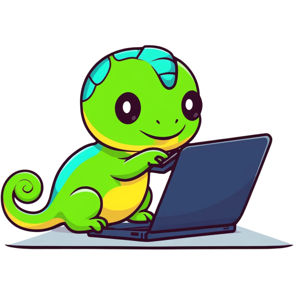 chameleon typing on laptop emoji