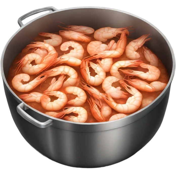 Realistic extra large outdoor pot full of boiling shrimp cooking in it.
 emoji
