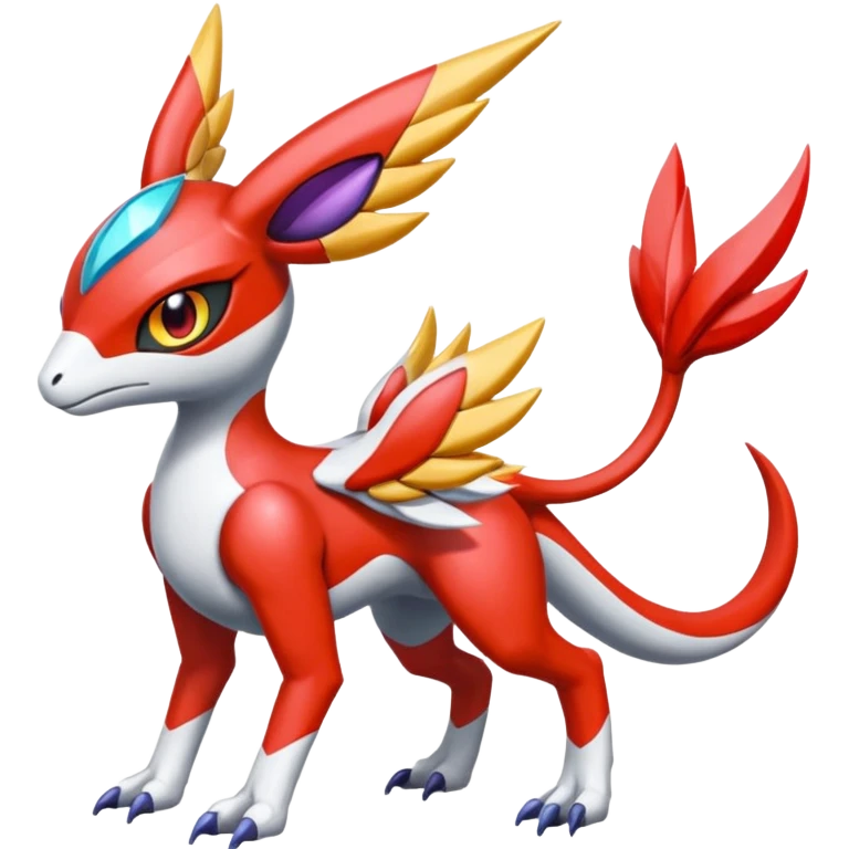 Shiny Colorful Meloetta-Latias-Koraidon-Peppercat-Wargreymon-Protogen-Fakémon-fusion-hybrid-creature emoji