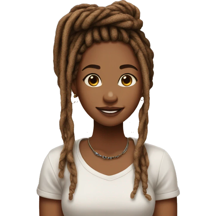 Pretty girl with brown ombré dread locs emoji