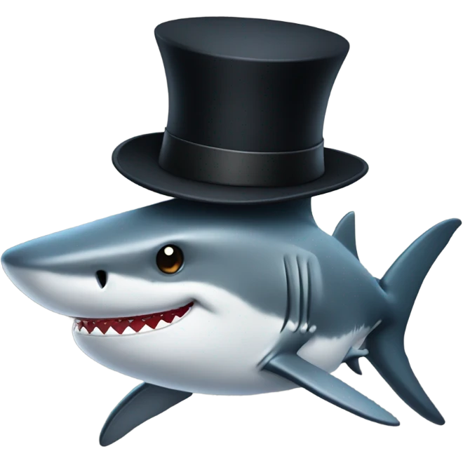 Shark with a top hat emoji