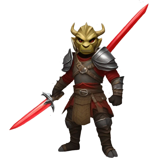Dragonborn fighter with twin swords  with red blades  emoji