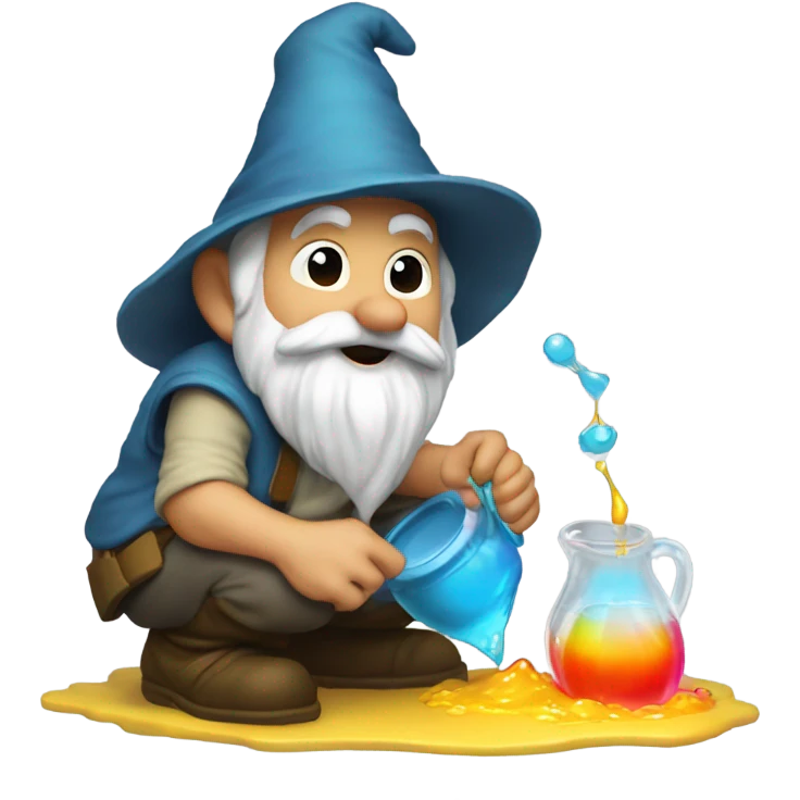 gnome pouring liquid on the ground as tribute to his homies emoji