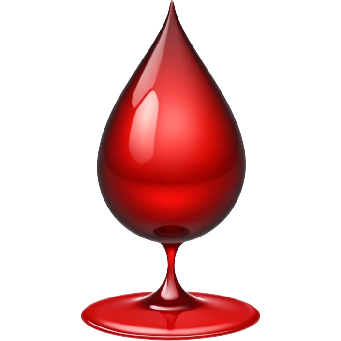 single blood drop emoji sculpted from dark liquid metal, glossy surface, dramatic reflections, futuristic minimal 3D style, isolated on white emoji