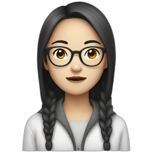 Asian girl in glasses with death emoji