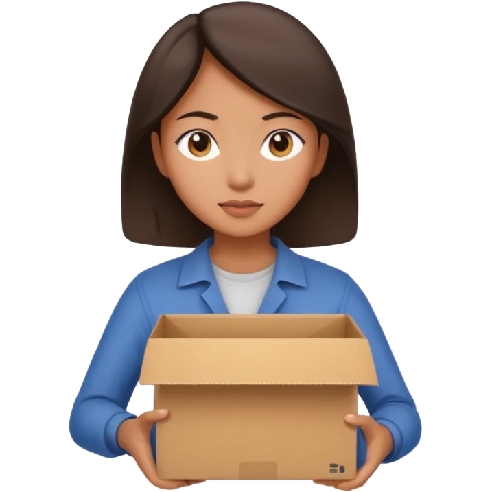 택배박스를 포장하는 동양인 여자 emoji