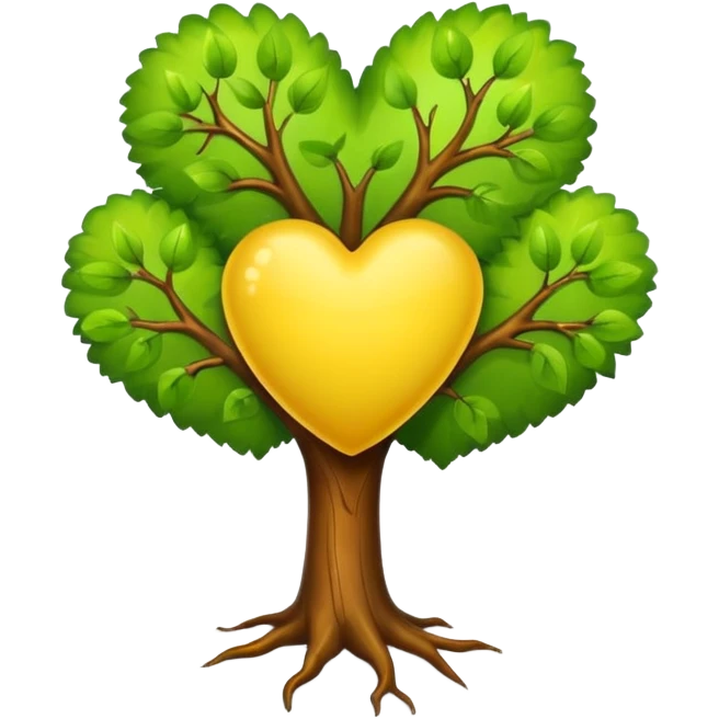 yellow heart with a tree emoji