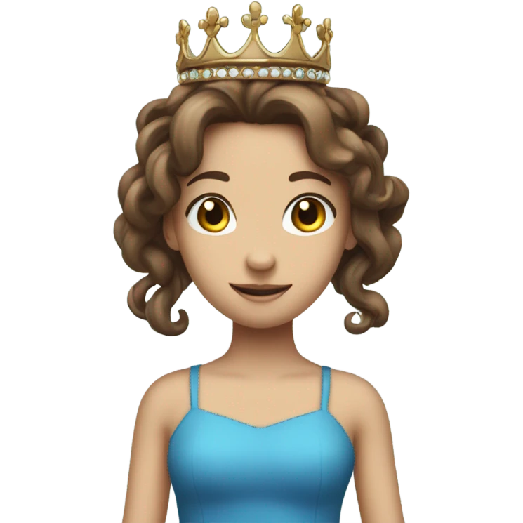 Girl with brown hair and blue dress and tentacles on her back and a tiara on her head emoji