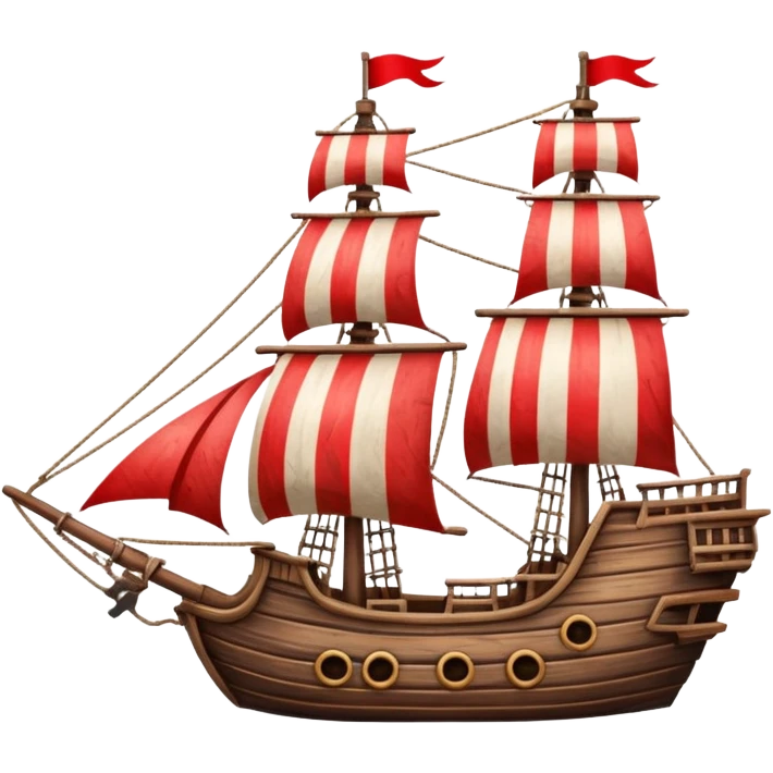 pirate ship red and white lines  emoji