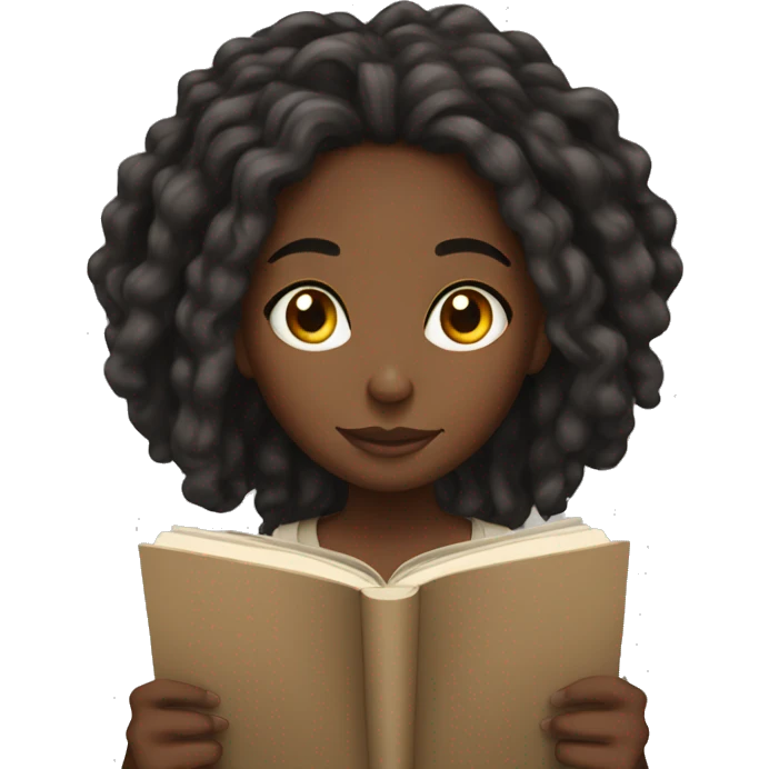 Black girl with locs reading  emoji