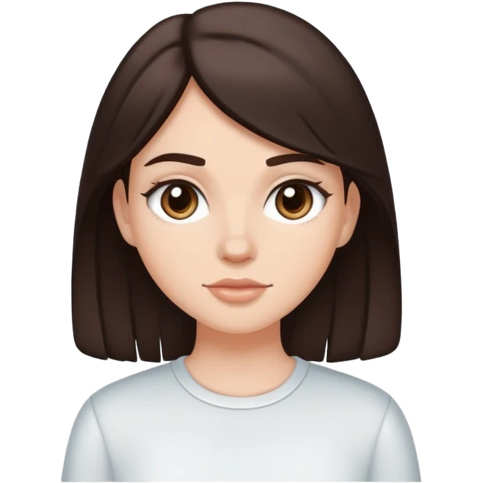 white girl with dark brown hair with clean girl emoji aesthetic emoji