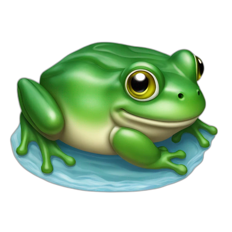 Grenouille sur un nenufare dans l'eau emoji