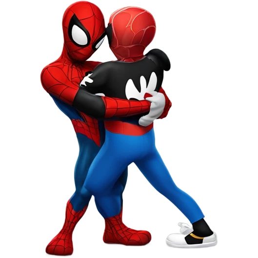  Spider-man hugging with mickey mouse emoji