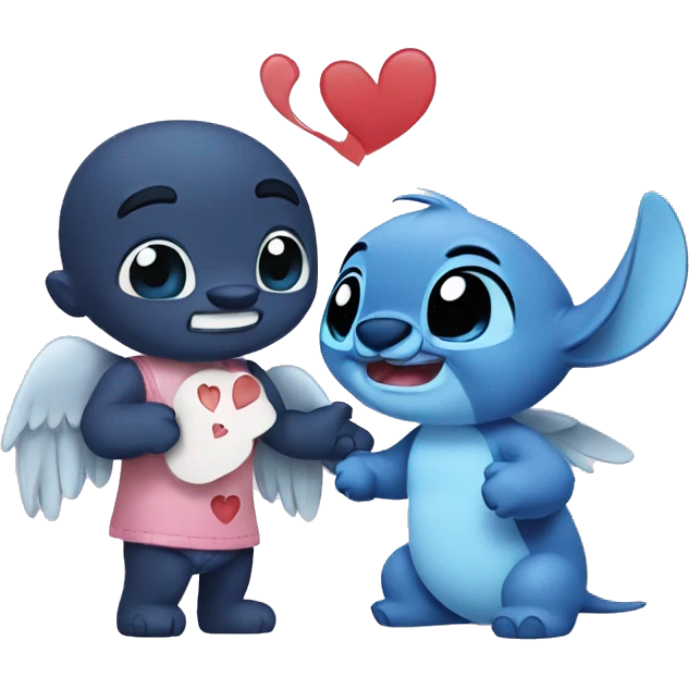 Stitch and Angel in love with each other emoji