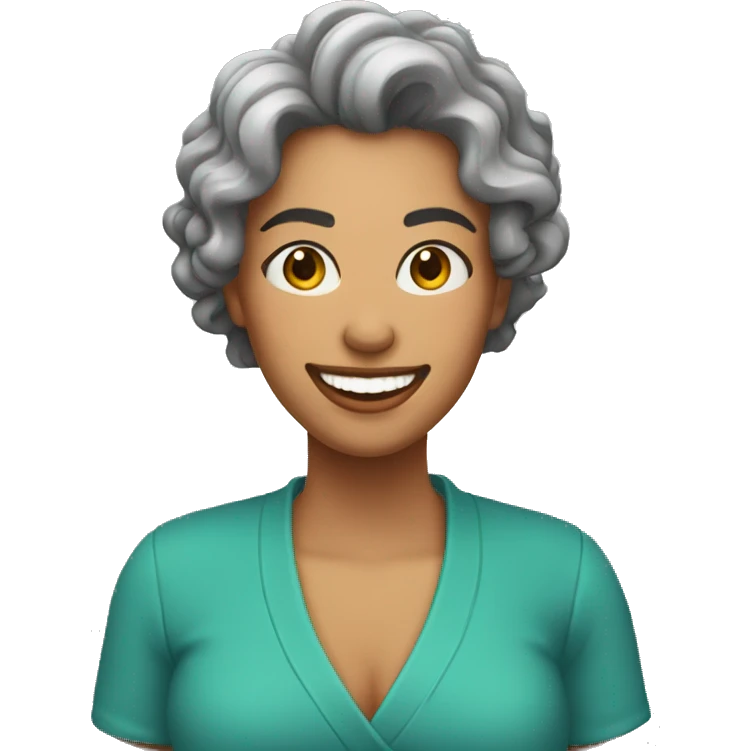 Mujer rizada feliz emoji