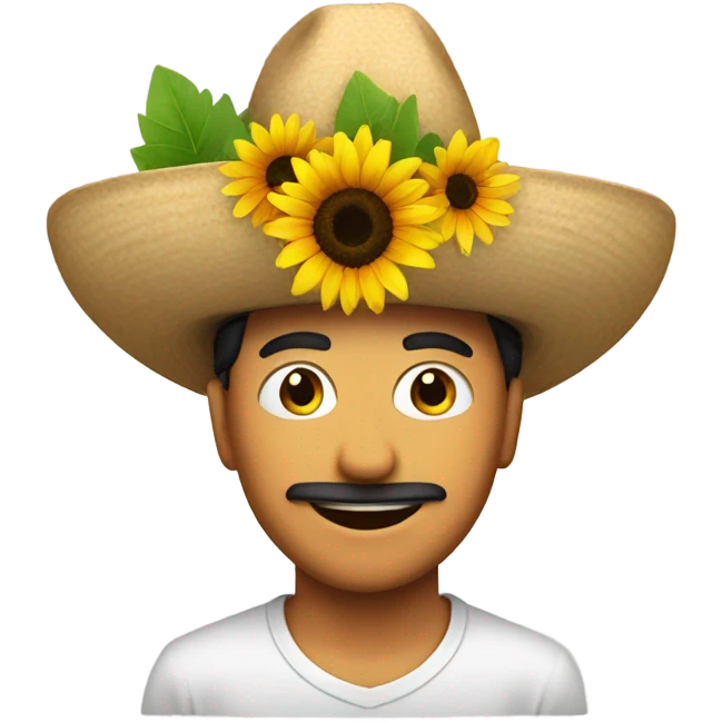 Mexican with a hat with 1 sunflower emoji