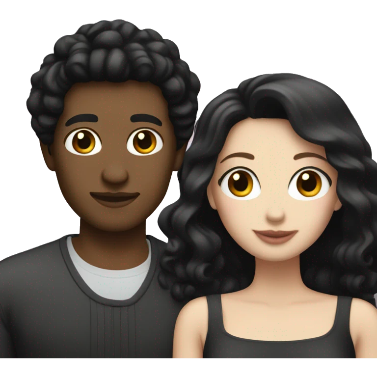 white skin couple both with black hair on a date  emoji