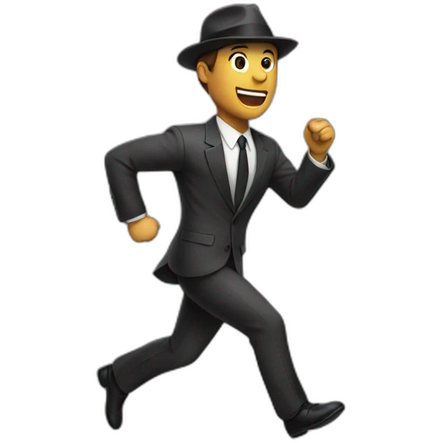 man in suit and hat running emoji